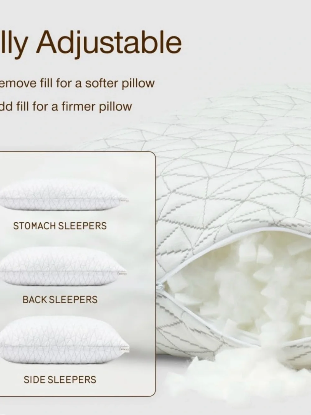 Coop Home Goods Original Adjustable Pillow, Queen Size Bed Pillow for Sleeping,